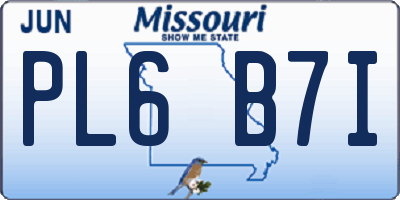 MO license plate PL6B7I