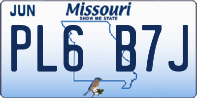 MO license plate PL6B7J