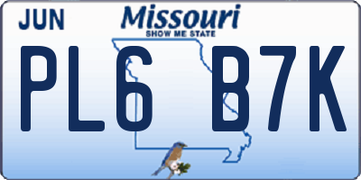 MO license plate PL6B7K