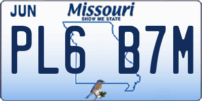 MO license plate PL6B7M
