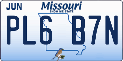 MO license plate PL6B7N
