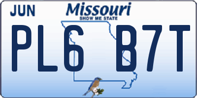 MO license plate PL6B7T
