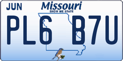 MO license plate PL6B7U