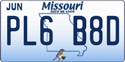 MO license plate PL6B8D