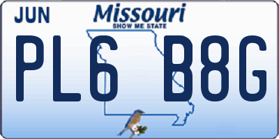 MO license plate PL6B8G