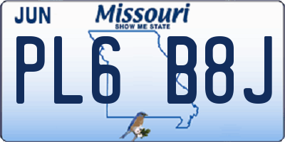 MO license plate PL6B8J