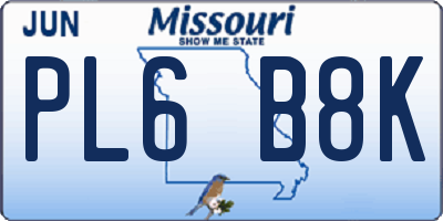MO license plate PL6B8K