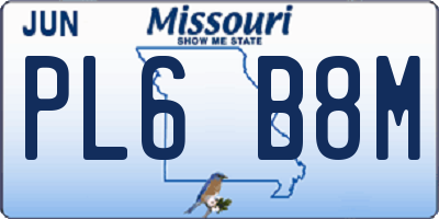 MO license plate PL6B8M