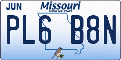 MO license plate PL6B8N