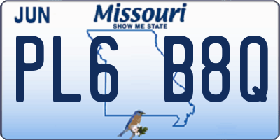 MO license plate PL6B8Q