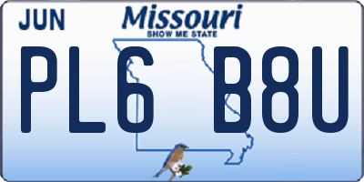 MO license plate PL6B8U