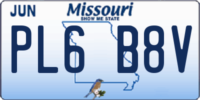 MO license plate PL6B8V