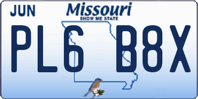 MO license plate PL6B8X