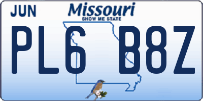 MO license plate PL6B8Z
