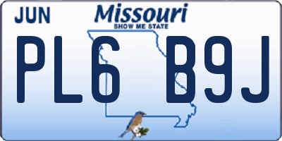 MO license plate PL6B9J