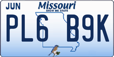 MO license plate PL6B9K