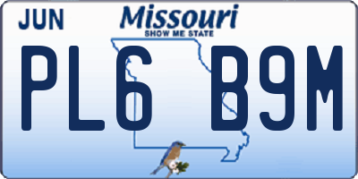 MO license plate PL6B9M