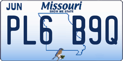 MO license plate PL6B9Q