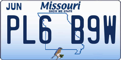 MO license plate PL6B9W