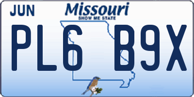 MO license plate PL6B9X