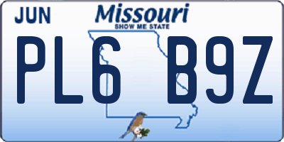 MO license plate PL6B9Z