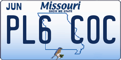 MO license plate PL6C0C