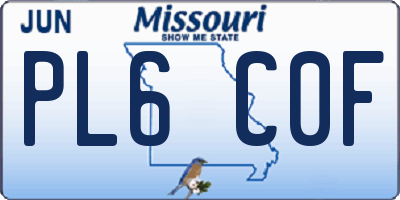 MO license plate PL6C0F