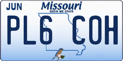 MO license plate PL6C0H