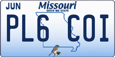 MO license plate PL6C0I