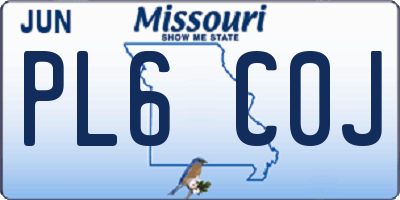 MO license plate PL6C0J