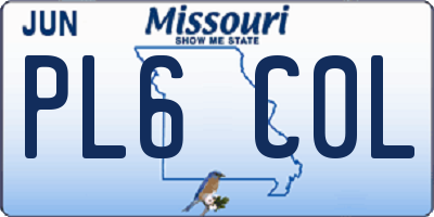 MO license plate PL6C0L