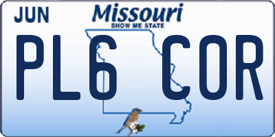 MO license plate PL6C0R