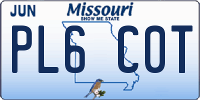 MO license plate PL6C0T