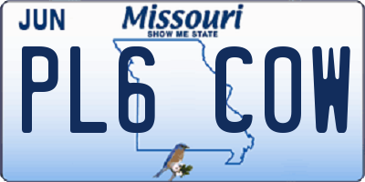 MO license plate PL6C0W
