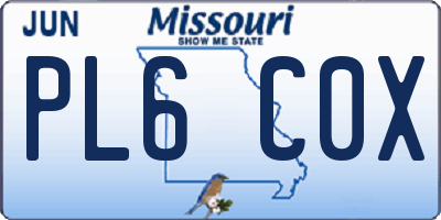 MO license plate PL6C0X