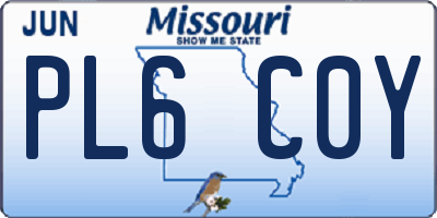 MO license plate PL6C0Y