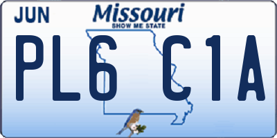 MO license plate PL6C1A