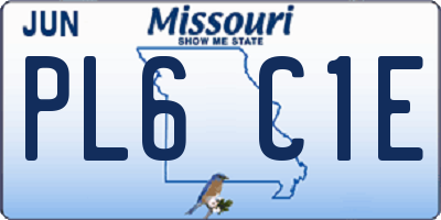 MO license plate PL6C1E