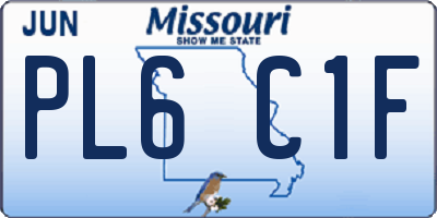 MO license plate PL6C1F