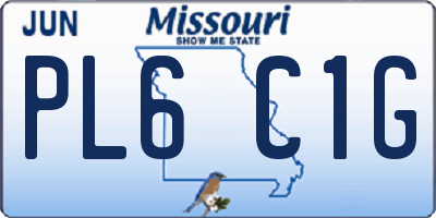 MO license plate PL6C1G