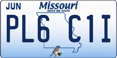 MO license plate PL6C1I