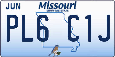 MO license plate PL6C1J