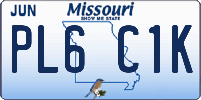 MO license plate PL6C1K