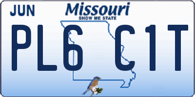 MO license plate PL6C1T
