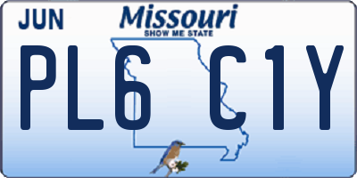 MO license plate PL6C1Y