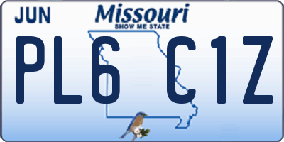 MO license plate PL6C1Z