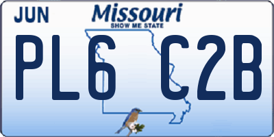 MO license plate PL6C2B