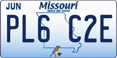 MO license plate PL6C2E