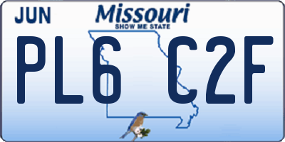 MO license plate PL6C2F