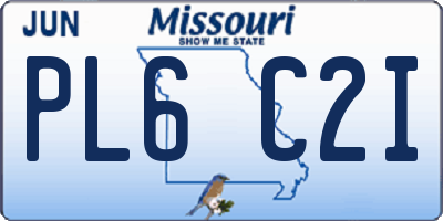 MO license plate PL6C2I